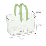 Clear Hand Basket Comfortable Handle Ventilation Holes Easy Access Versatile Fruit Storage Basket for Camping Green