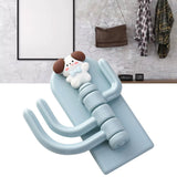 Self Adhesive Hanger Punch Free Rotating 3 Hooks Cute Animal Wall Door Holder for Keys Dog