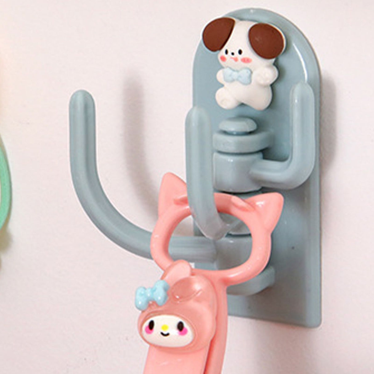 Self Adhesive Hanger Punch Free Rotating 3 Hooks Cute Animal Wall Door Holder for Keys Dog