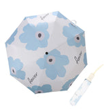 Flower Pattern Folding Umbrella UV Protection Foldable Rain Shine Dual Use Sun Umbrella for Travelling Sky Blue - Front View