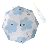 Flower Pattern Folding Umbrella UV Protection Foldable Rain Shine Dual Use Sun Umbrella for Travelling Sky Blue - 45-Degree Angle