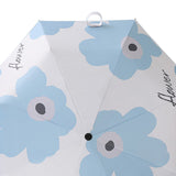 Flower Pattern Folding Umbrella UV Protection Foldable Rain Shine Dual Use Sun Umbrella for Travelling Sky Blue - Extra Image