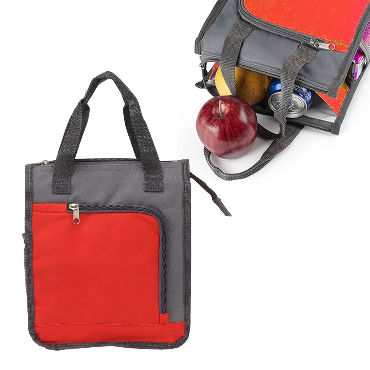 Insulated Refrigerated Bag Widened Handle Insulated Reusable Grocery Bag for Work Travel Hiking Food Delivery Red