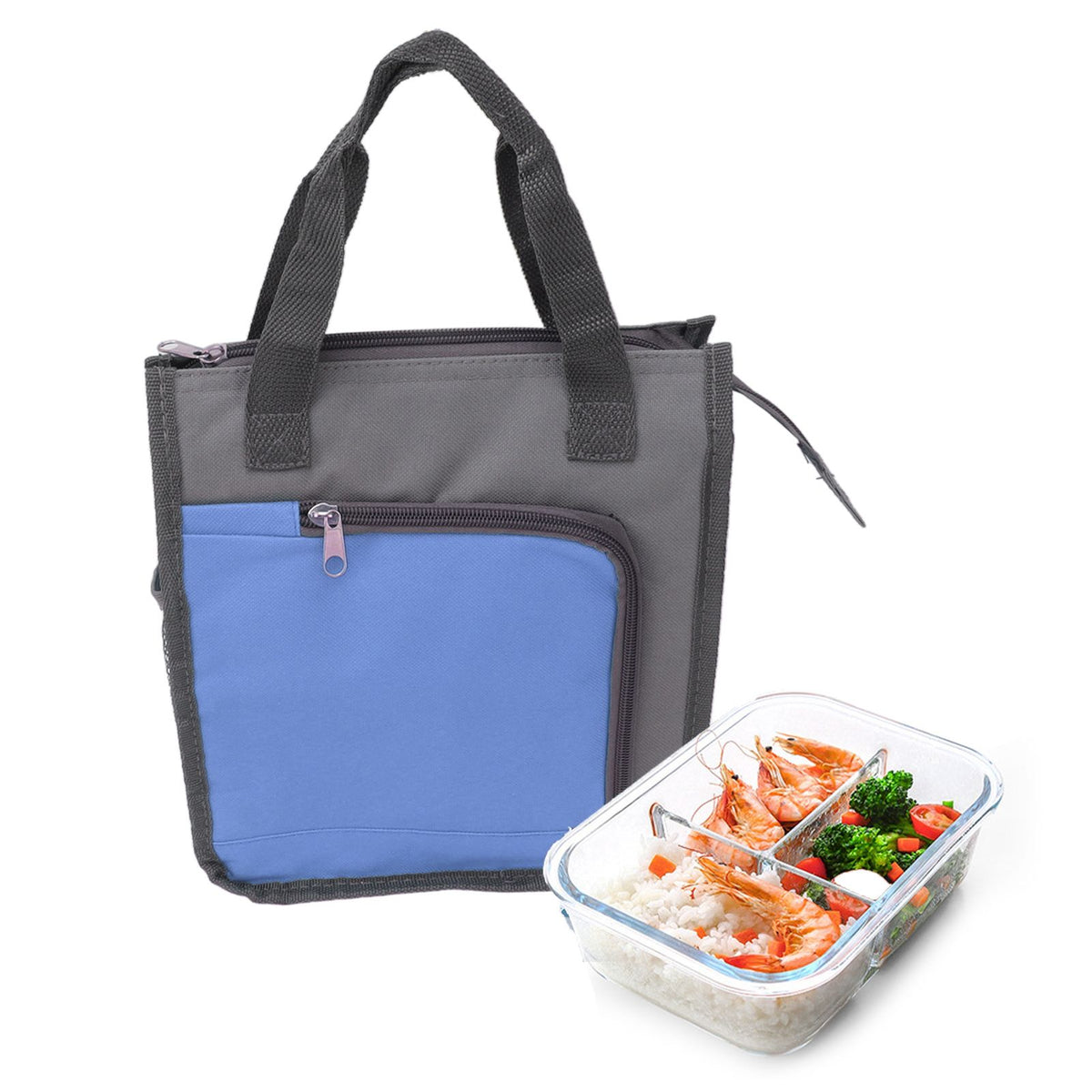 Insulated Refrigerated Bag Widened Handle Insulated Reusable Grocery Bag for Work Travel Hiking Food Delivery Blue