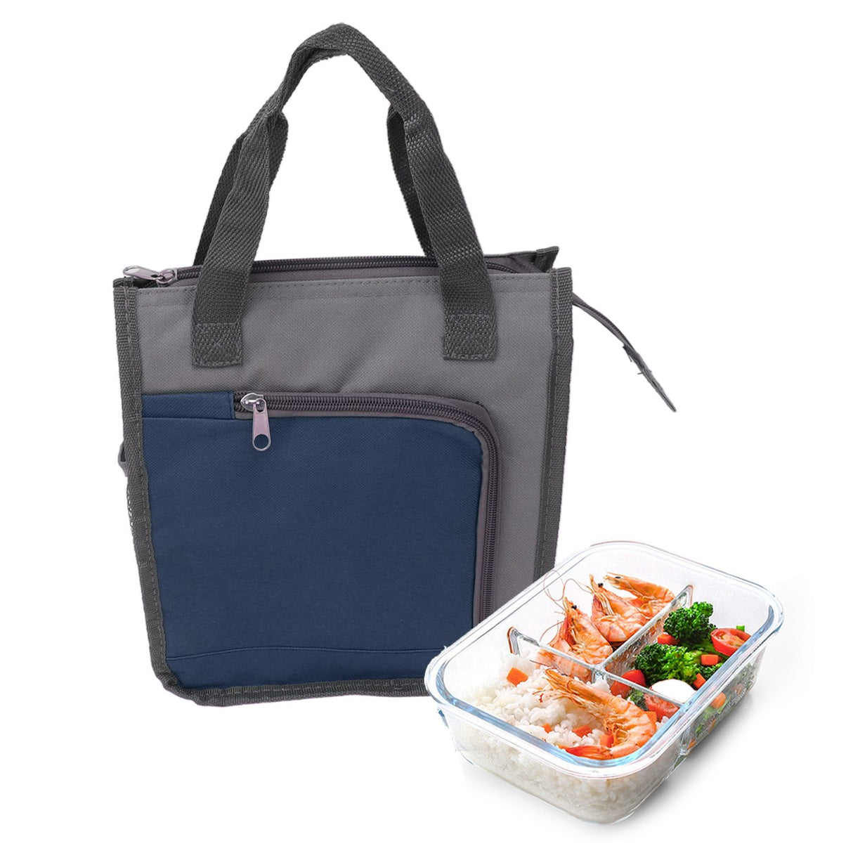 Insulated Refrigerated Bag Widened Handle Insulated Reusable Grocery Bag for Work Travel Hiking Food Delivery Dark Blue