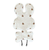 Soft Baby Stroller Seat Cushion Breathable Pure Cotton Infant Car Seat Head Neck Body Support Thin Style Bear