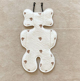 Soft Baby Stroller Seat Cushion Breathable Pure Cotton Infant Car Seat Head Neck Body Support Thin Style Bear