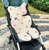 Soft Baby Stroller Seat Cushion Breathable Pure Cotton Infant Car Seat Head Neck Body Support Thin Style Bear