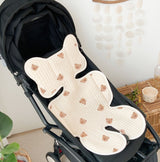 Soft Baby Stroller Seat Cushion Breathable Pure Cotton Infant Car Seat Head Neck Body Support Thin Style Bear - Extra Image