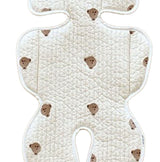 Soft Baby Stroller Seat Cushion Breathable Pure Cotton Infant Car Seat Head Neck Body Support Thin Style Bear - Extra Image