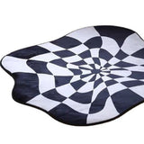 Carpet Comfortable Soft Color Blocking Bedside Creative Irregular Rug for Bedroom Living Room Balcony White and Black 60x60cm/23.62x23.62in - Rear View
