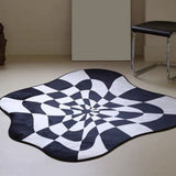 Carpet Comfortable Soft Color Blocking Bedside Creative Irregular Rug for Bedroom Living Room Balcony White and Black 60x60cm/23.62x23.62in