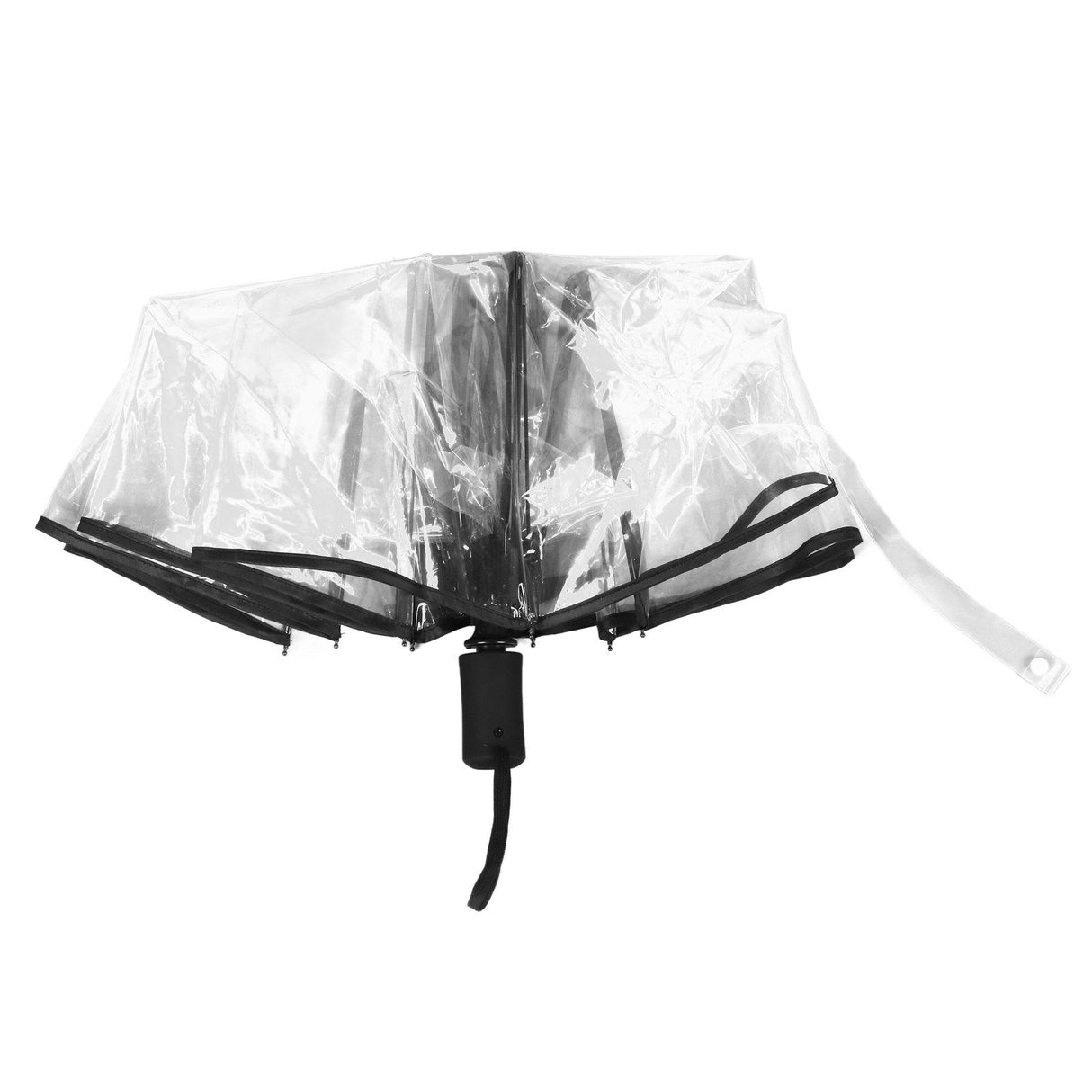 Compact Umbrella Black Transparent Automatic Design Sturdy Structure Travel Umbrella for Backpack Outing Outdoor