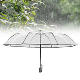 Compact Umbrella Black Transparent Automatic Design Sturdy Structure Travel Umbrella for Backpack Outing Outdoor - Extra Image