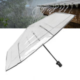 Compact Umbrella Black Transparent Automatic Design Sturdy Structure Travel Umbrella for Backpack Outing Outdoor