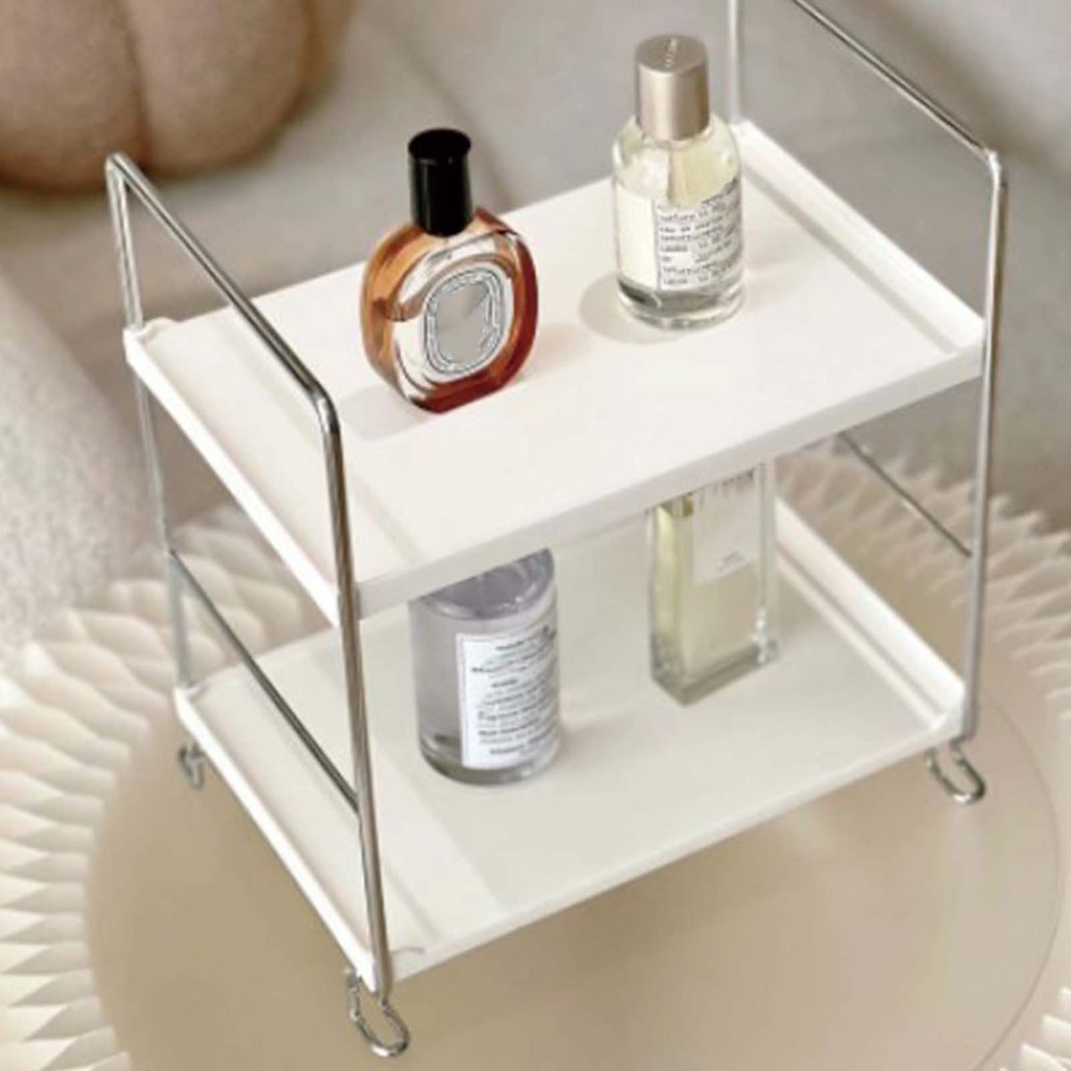 2 Tier Countertop Organizer Nordic Style Large Space Removable Cabinet Storage Shelf for Bedroom Bathroom Kitchen