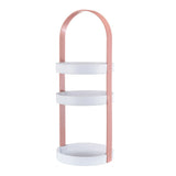 3 Layers Round Storage Rack Integral Handle 3 Layer Storage Round Stand for Bathroom Pink