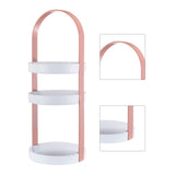 3 Layers Round Storage Rack Integral Handle 3 Layer Storage Round Stand for Bathroom Pink - Top-Down View