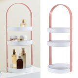 3 Layers Round Storage Rack Integral Handle 3 Layer Storage Round Stand for Bathroom Pink - 45-Degree Angle