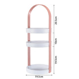 3 Layers Round Storage Rack Integral Handle 3 Layer Storage Round Stand for Bathroom Pink