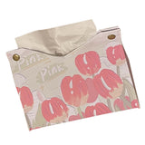 Paper Box Cover Large Cute PU Leather Facial Hand Paper Box Cover for Bedroom Living Room Cars Pink - Side View