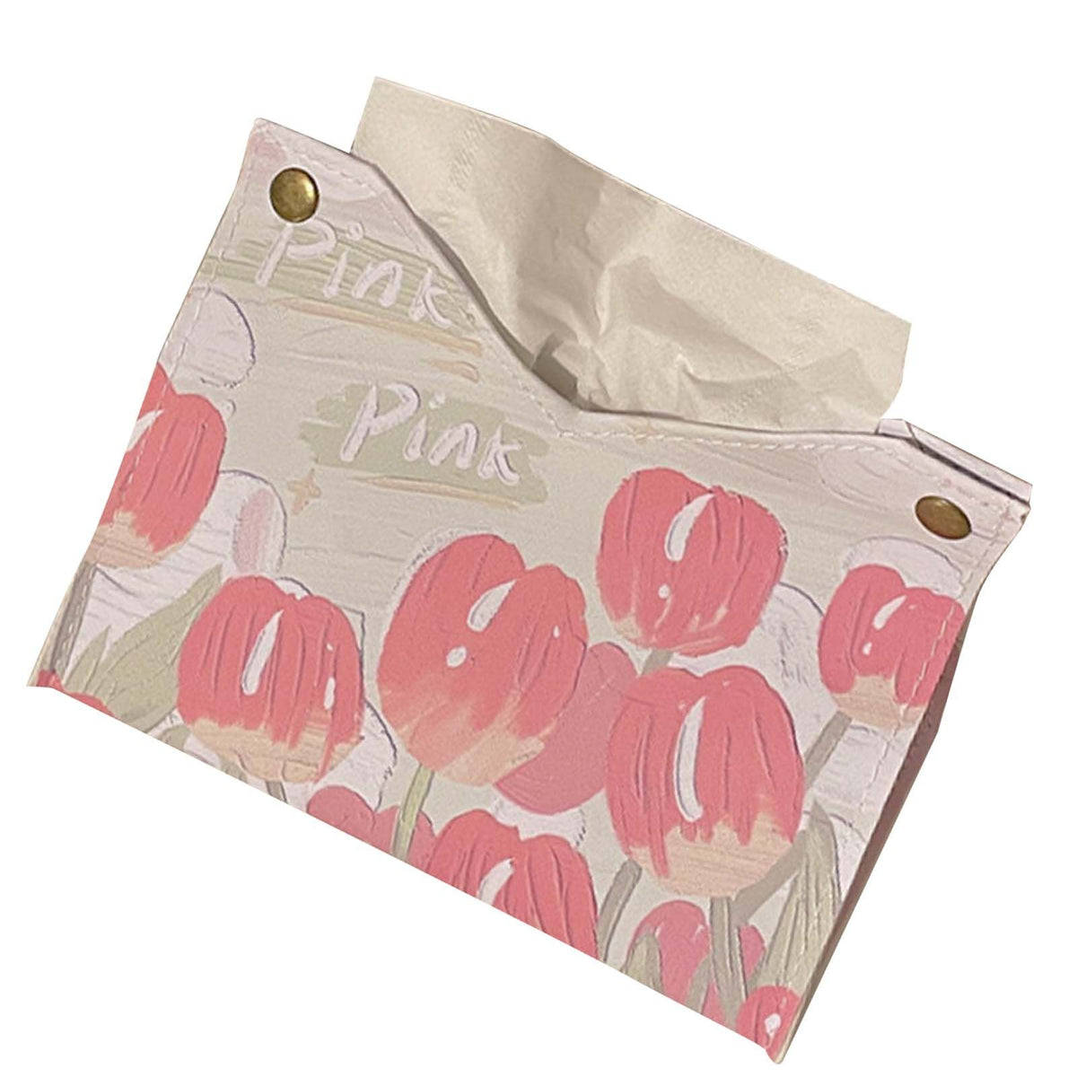 Paper Box Cover Large Cute PU Leather Facial Hand Paper Box Cover for Bedroom Living Room Cars Pink