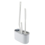 4 Pieces Toilet Bowl Brush Set Punch Free Wall Mounted Toilet Brush Holder with 3 Brush for Bathroom White - Front View