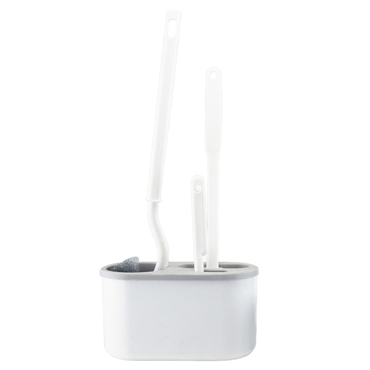 4 Pieces Toilet Bowl Brush Set Punch Free Wall Mounted Toilet Brush Holder with 3 Brush for Bathroom White