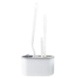 4 Pieces Toilet Bowl Brush Set Punch Free Wall Mounted Toilet Brush Holder with 3 Brush for Bathroom White - Side View