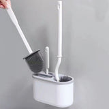 4 Pieces Toilet Bowl Brush Set Punch Free Wall Mounted Toilet Brush Holder with 3 Brush for Bathroom White - Top-Down View
