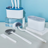 4 Pieces Toilet Bowl Brush Set Punch Free Wall Mounted Toilet Brush Holder with 3 Brush for Bathroom White