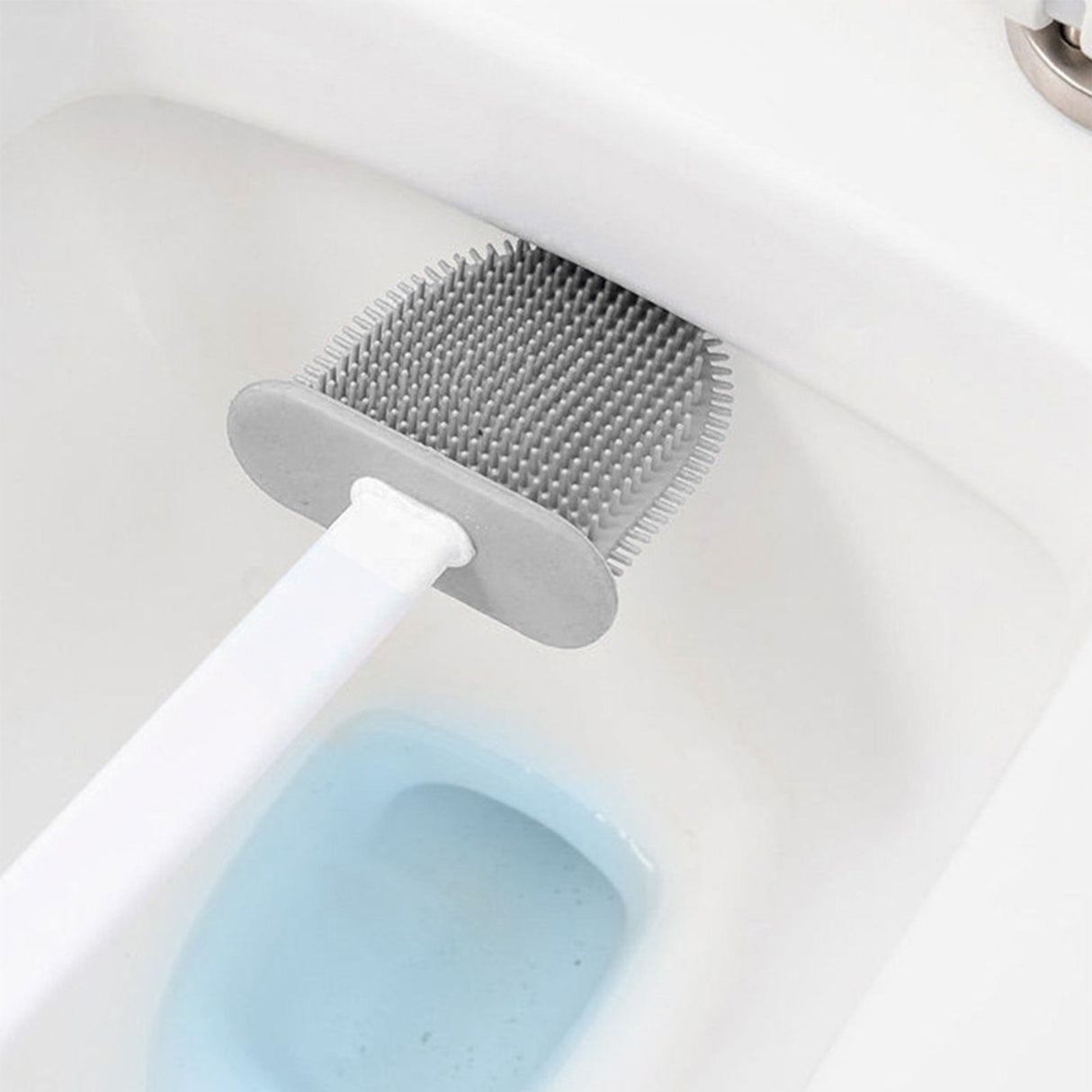 4 Pieces Toilet Bowl Brush Set Punch Free Wall Mounted Toilet Brush Holder with 3 Brush for Bathroom White