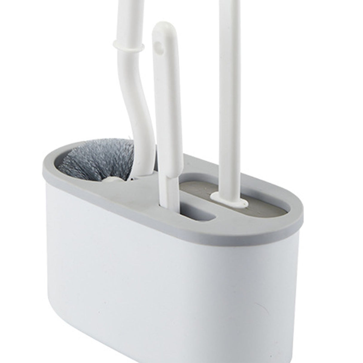 4 Pieces Toilet Bowl Brush Set Punch Free Wall Mounted Toilet Brush Holder with 3 Brush for Bathroom White
