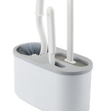 4 Pieces Toilet Bowl Brush Set Punch Free Wall Mounted Toilet Brush Holder with 3 Brush for Bathroom White - Extra Image