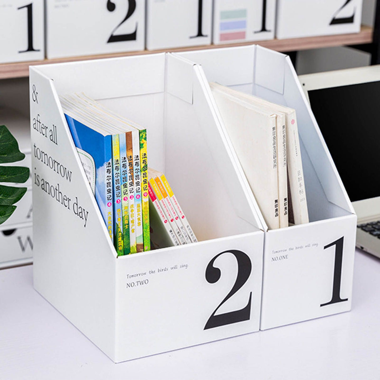 Vertical File Folder Bin Paper Number Marking Slim Desk Storage Organizer for Books Notebooks Magazines Envelopes 1