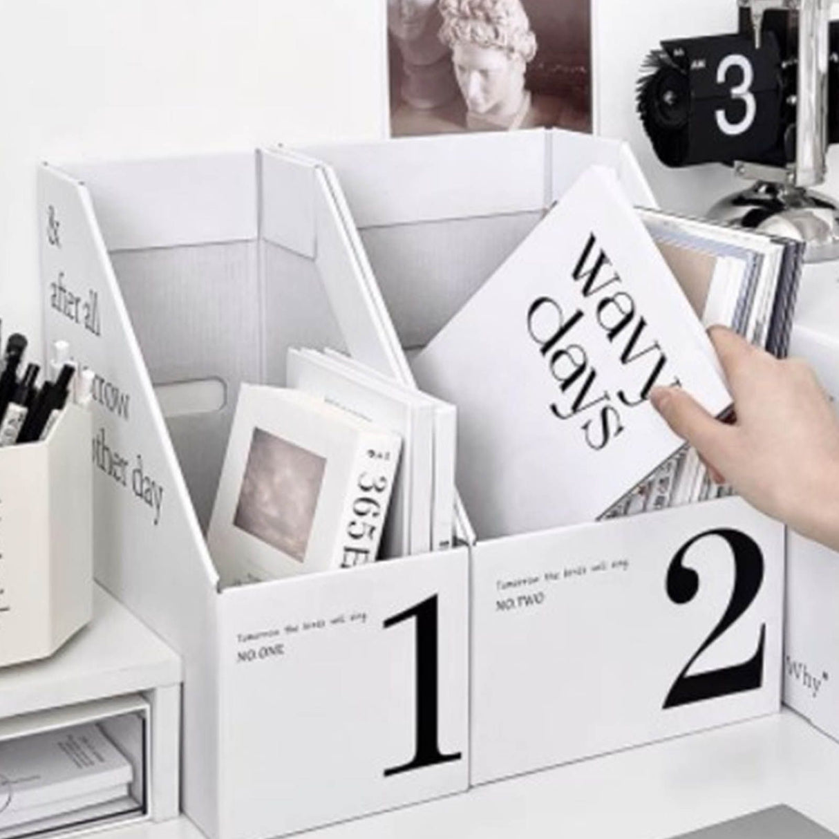 Vertical File Folder Bin Paper Number Marking Slim Desk Storage Organizer for Books Notebooks Magazines Envelopes 1