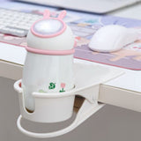 Desk Cup Holder Clip Space Saving Large Multifunctional Table Clamp Mug Stand for Beverage Bottle White