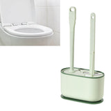 Long Handle Toilet Brush Set Deep Cleansing Multifunctional Hanging Toilet Brush Set for Bathroom Green - Rear View