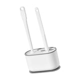 Long Handle Toilet Brush Set Deep Cleansing Multifunctional Hanging Toilet Brush Set for Bathroom Pearl White - Front View