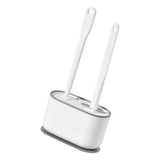 Long Handle Toilet Brush Set Deep Cleansing Multifunctional Hanging Toilet Brush Set for Bathroom Pearl White - Side View