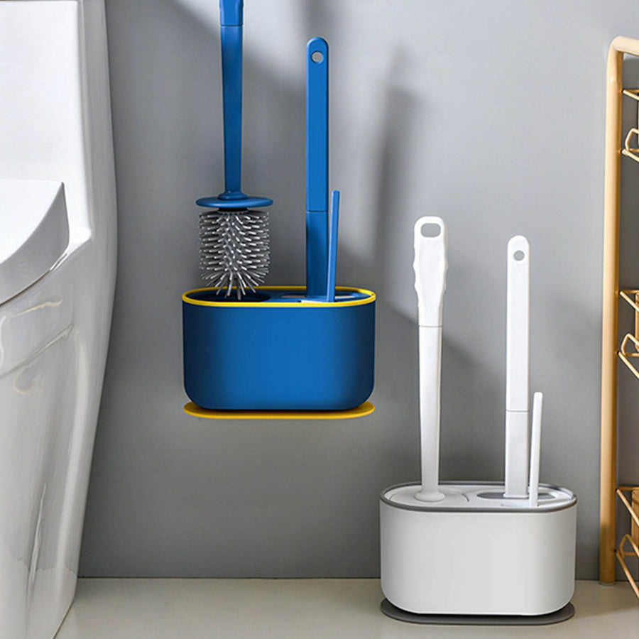 Long Handle Toilet Brush Set Deep Cleansing Multifunctional Hanging Toilet Brush Set for Bathroom Pearl White