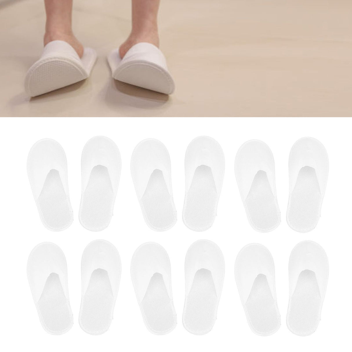 18 Pair Disposable Slippers Prevent Slip Waterproof Sole Soft Lightweight Guest Slippers for Hotel Travel Spa White
