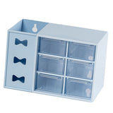 Pen Desk Shelf Dustproof 6 Drawers Pen Organization Storage Shelf for Students Office People Blue