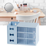 Pen Desk Shelf Dustproof 6 Drawers Pen Organization Storage Shelf for Students Office People Blue - Rear View