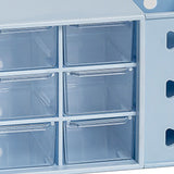 Pen Desk Shelf Dustproof 6 Drawers Pen Organization Storage Shelf for Students Office People Blue