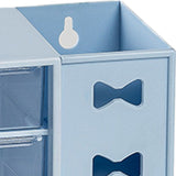 Pen Desk Shelf Dustproof 6 Drawers Pen Organization Storage Shelf for Students Office People Blue - Low Angle