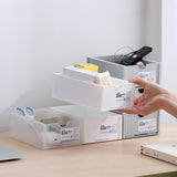 Desktop Storage Box Plastic Desk Makeup Organizer Stationery Supplies Storage Box with Drawer White