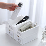 Desktop Storage Box Plastic Desk Makeup Organizer Stationery Supplies Storage Box with Drawer White