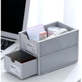 Desktop Storage Box Plastic Desk Makeup Organizer Stationery Supplies Storage Box with Drawer Grey