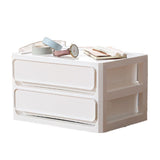 Storage Drawer Multi Layers Stackable Dustproof Desktop Storage Box Organizer for Student Dormitory Home Cosmetics 2 Layers White - Side View